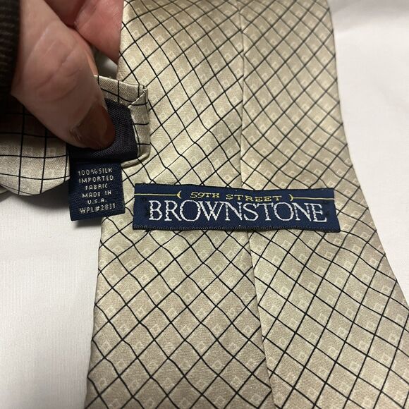 Silk Pointed Neckties Set Of 2 Black Gold Diamond Geometric Office Business Wear - Picture 4 of 5